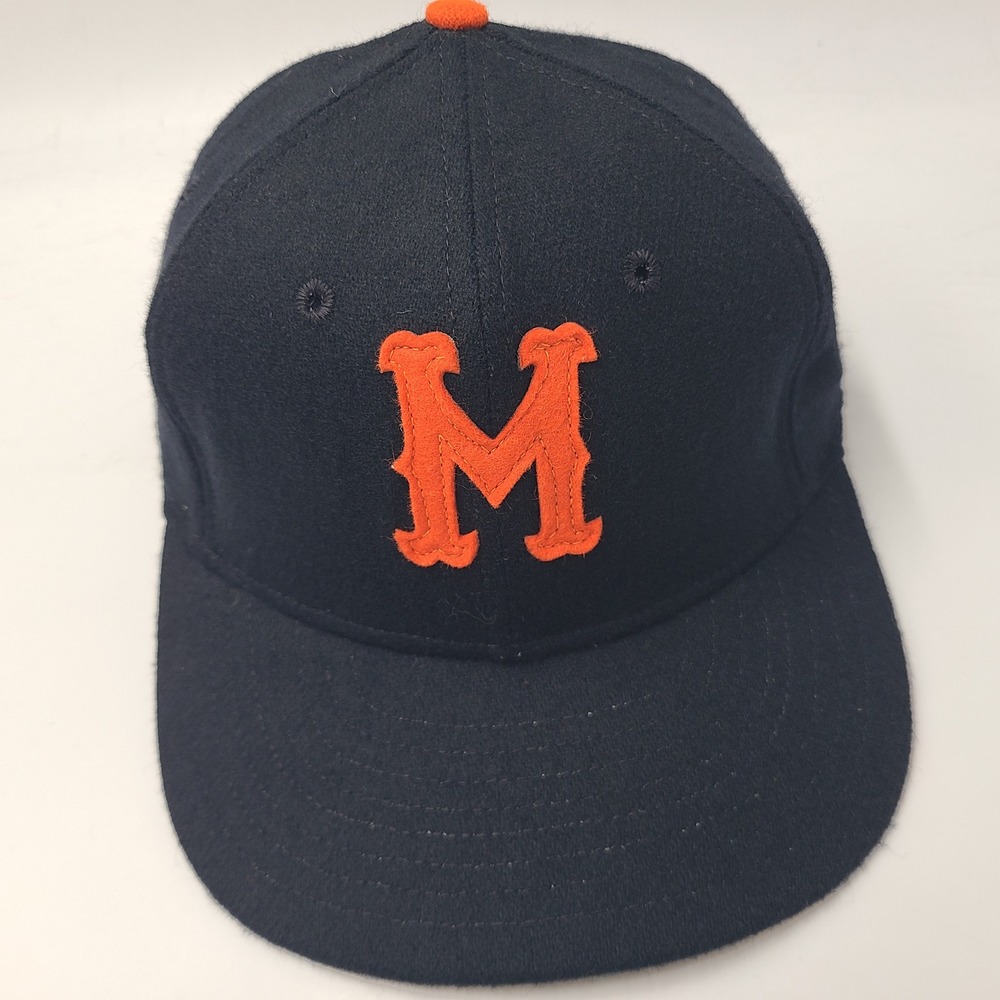 Vintage Minneapolis Millers Hat Fitted 7 1/4 Devon Black Orange Leather Band Men